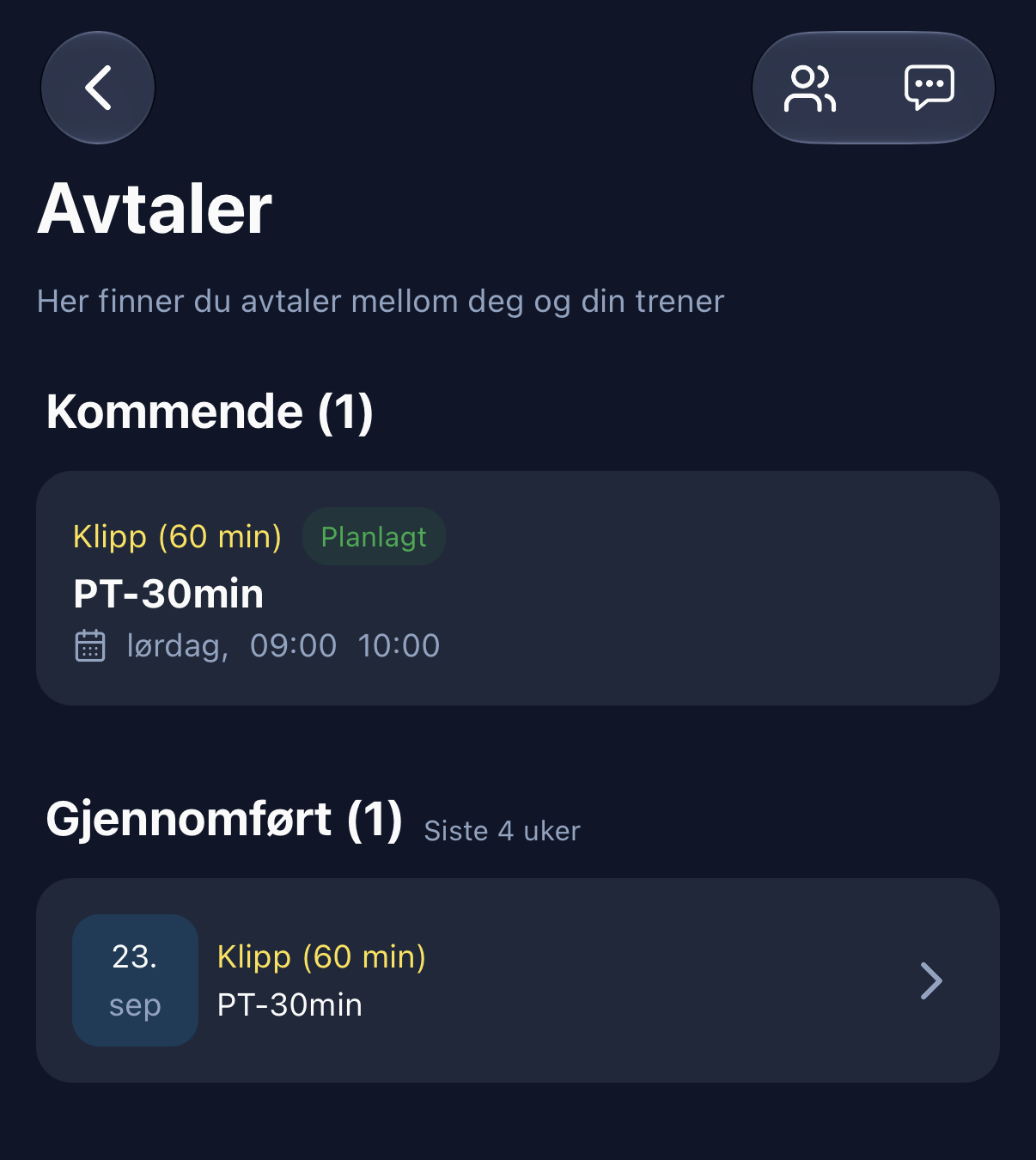 Appointments in the app