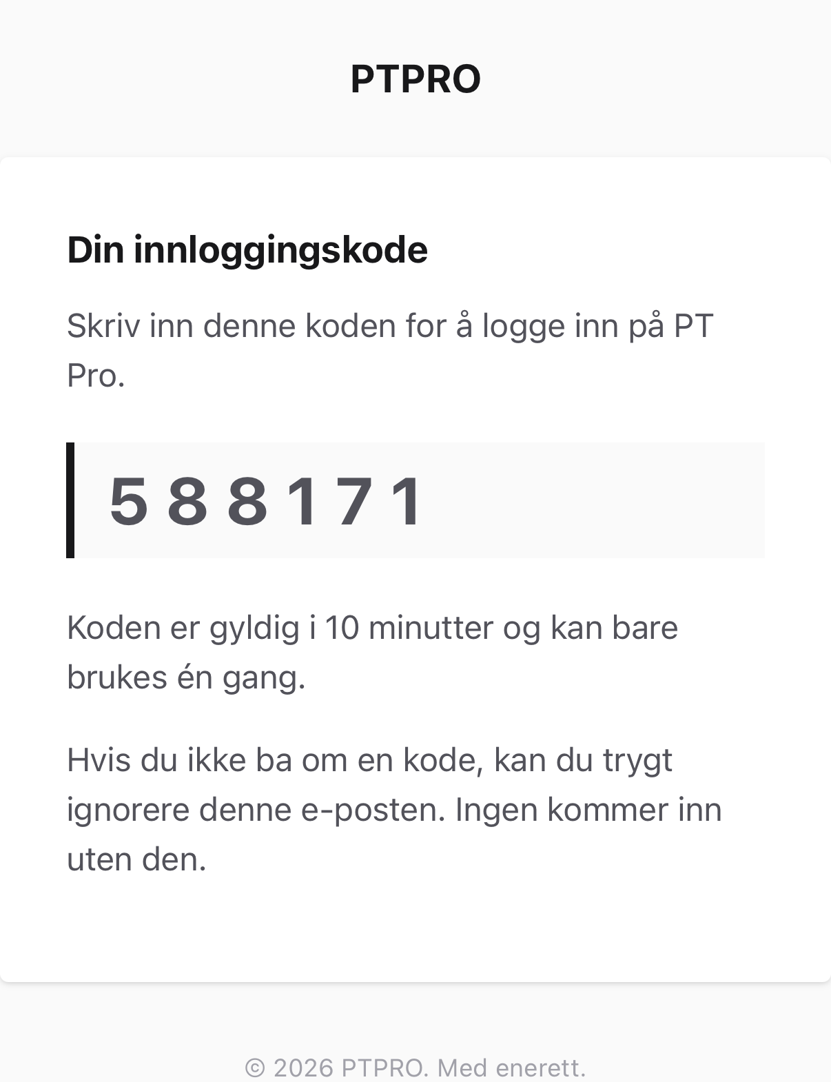 E-post med engangskode
