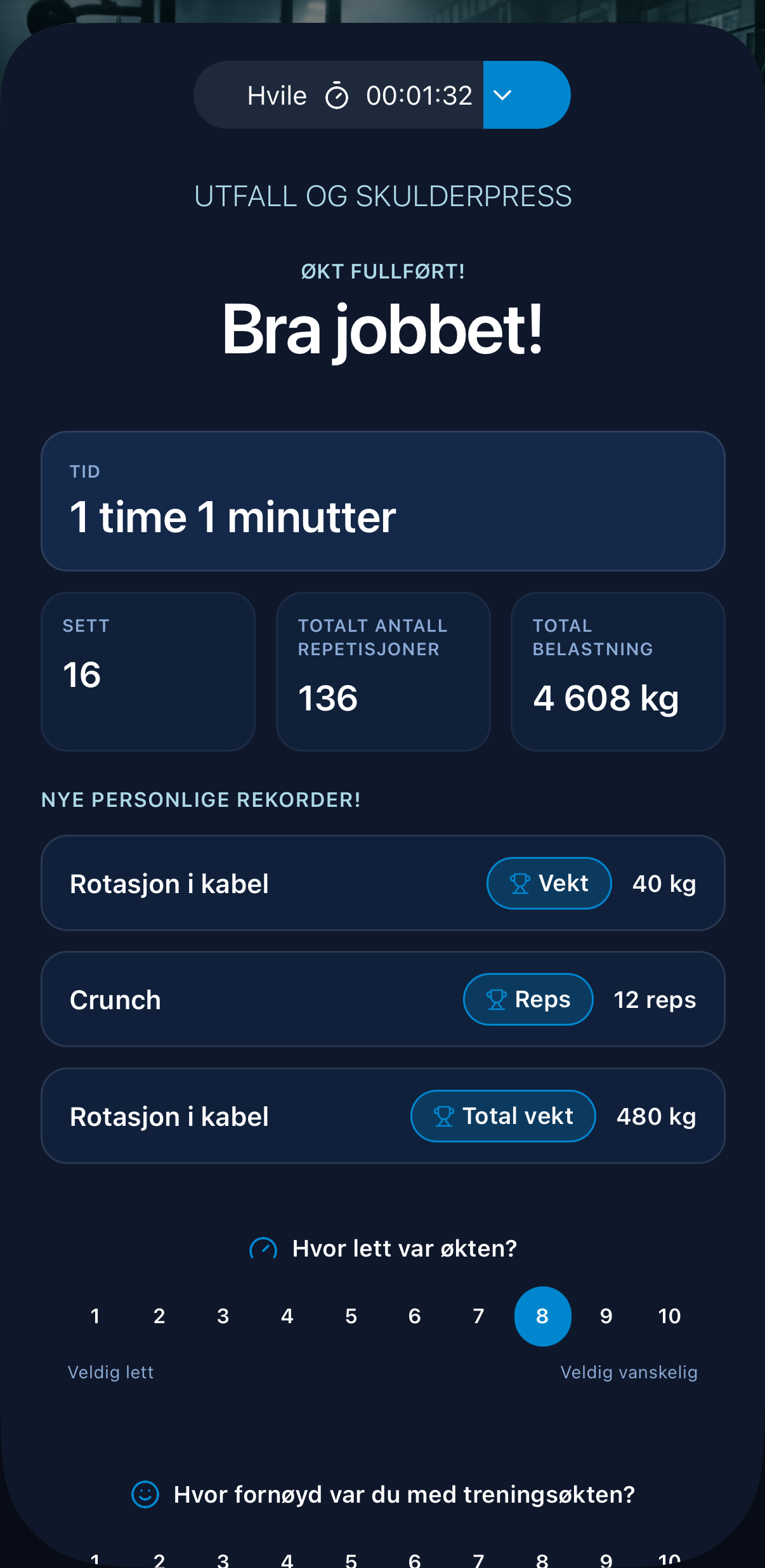 Økt fullført med nye personlige rekorder